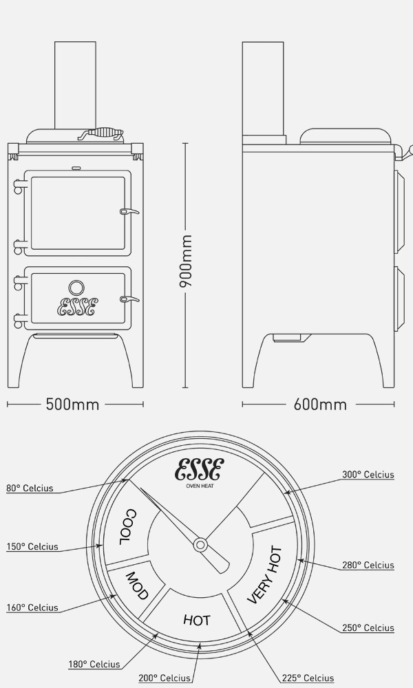 bakeheart dimensions line drawing